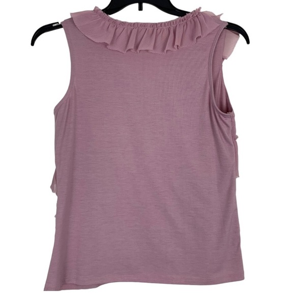 SALE! ADIVA ANTHROPOLOGIE Dusty Lavender Crinkle Ruffle Top Size Petite Medium - Picture 3 of 6